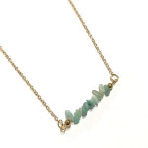Crystal Necklace Gold Tone Semi Precious Stones Aquamarine